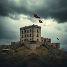 An artistic depiction of Falak-ol-Aflak Castle in Khorramabad, reimagined under Nazi German rule