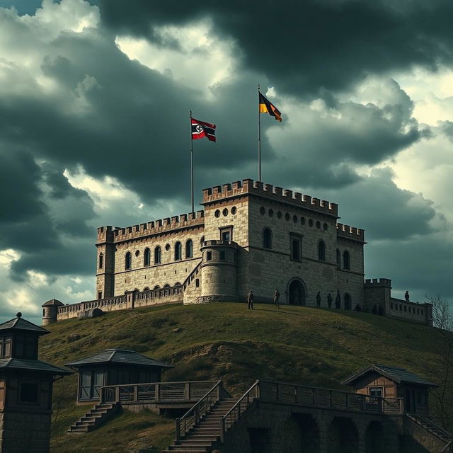 An artistic depiction of Falak-ol-Aflak Castle in Khorramabad, reimagined under Nazi German rule