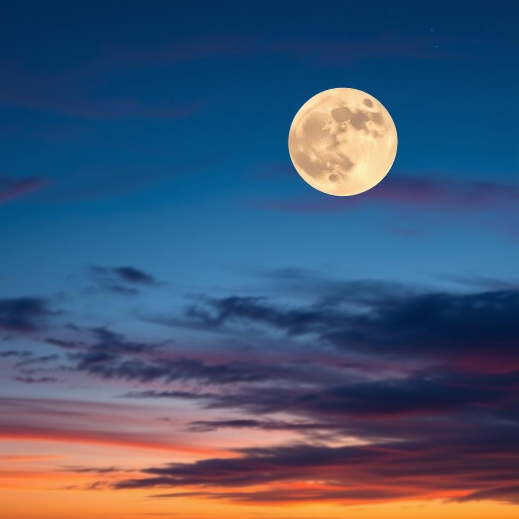 A beautiful sky filled with vibrant colors during twilight, showcasing two moons of different sizes and hues illuminating the landscape below