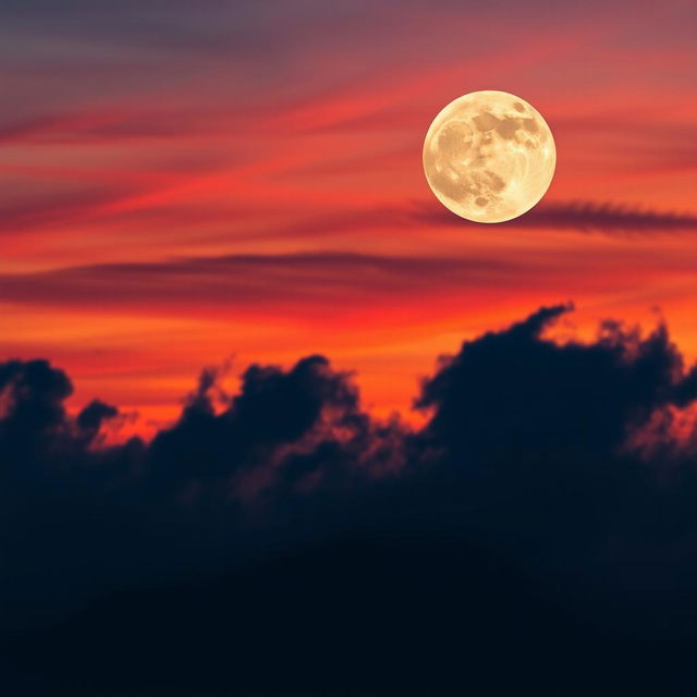 A beautiful sky filled with vibrant colors during twilight, showcasing two moons of different sizes and hues illuminating the landscape below