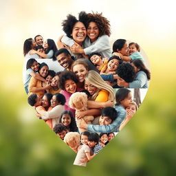 A heartwarming collage of various photos arranged in the shape of a hug