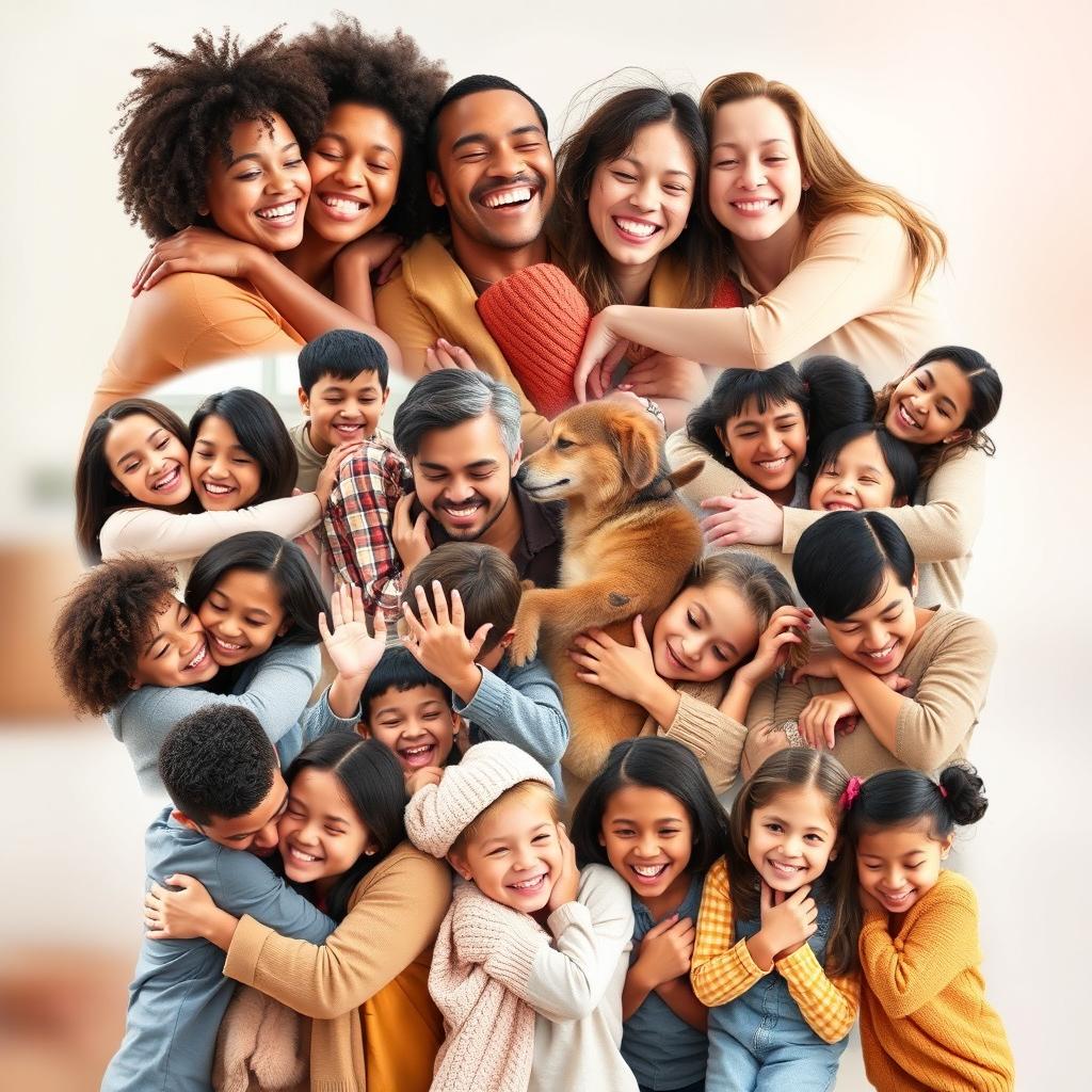A heartwarming collage of various photos arranged in the shape of a hug