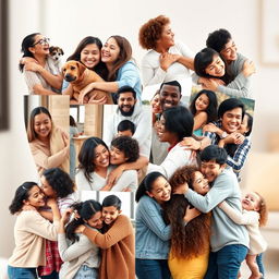 A heartwarming collage of various photos arranged in the shape of a hug