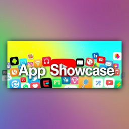 A creative and eye-catching YouTube channel image for apps, featuring a collage of popular app icons from various categories such as games, social media, and productivity tools