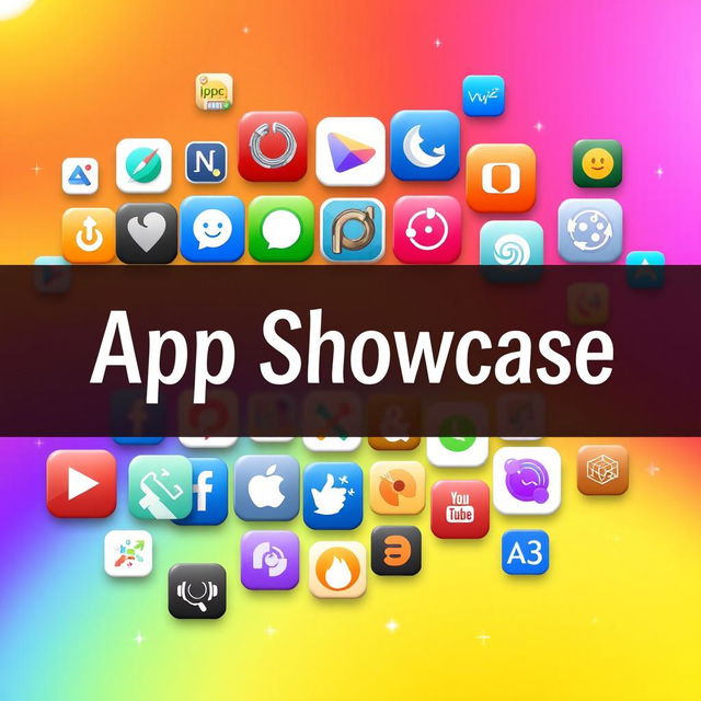 A creative and eye-catching YouTube channel image for apps, featuring a collage of popular app icons from various categories such as games, social media, and productivity tools