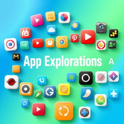 A visually striking YouTube channel image tailored for an app-focused channel, showcasing an array of colorful and recognizable app icons from various categories such as gaming, photography, and productivity