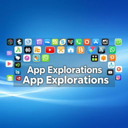 A visually striking YouTube channel image tailored for an app-focused channel, showcasing an array of colorful and recognizable app icons from various categories such as gaming, photography, and productivity