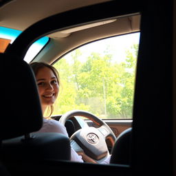 A spacious view inside a Toyota Hilux, with the windows down