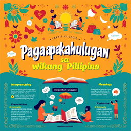 A vibrant and visually appealing poster that explores the concept of 'pagpapakahulugan' in the Filipino language