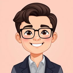 A Bitmoji-style character of a man with a friendly and confident expression, portraying a clean-shaven look and styled hair without glasses
