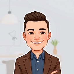 A Bitmoji-style character of a clean-cut man with a polished and professional appearance