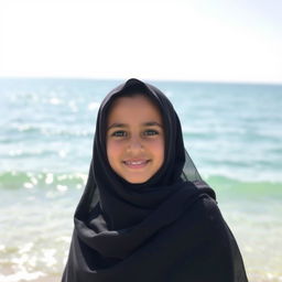 A young Iranian girl named Sara, aged 10, wearing a traditional black chador