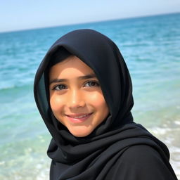 A young Iranian girl named Sara, aged 10, wearing a traditional black chador