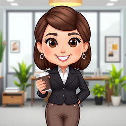 A Bitmoji-style character representing an office lady, dressed in professional office attire