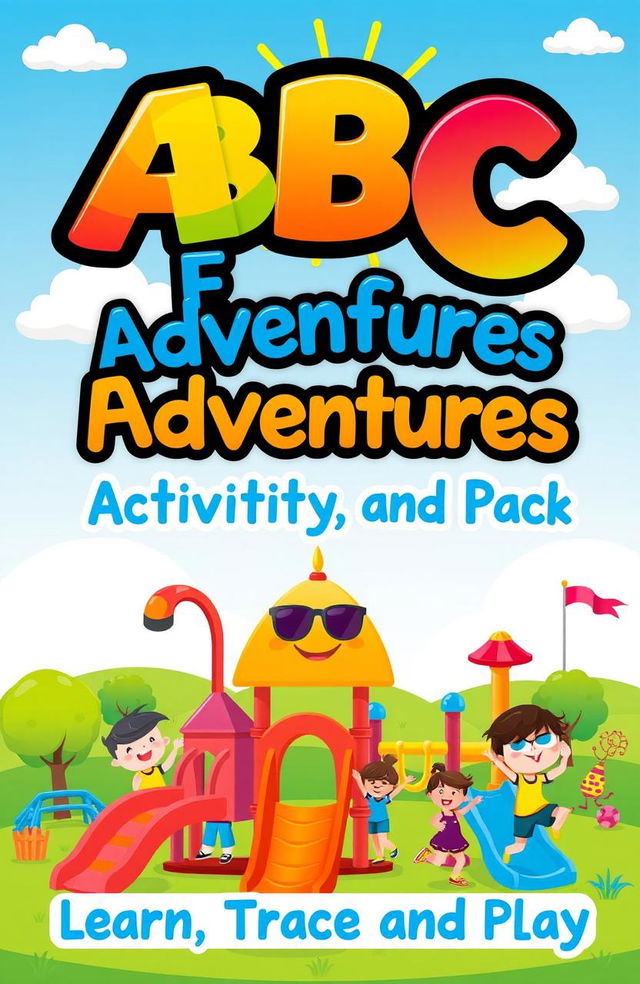 A vibrant and colorful activity book cover featuring playful elements for children