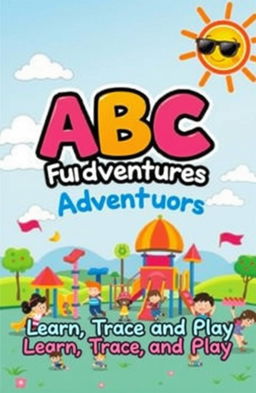 A vibrant and colorful activity book cover featuring playful elements for children