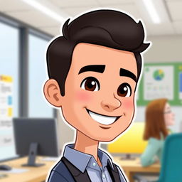 A Bitmoji-style character of a man, embodying a friendly and approachable demeanor
