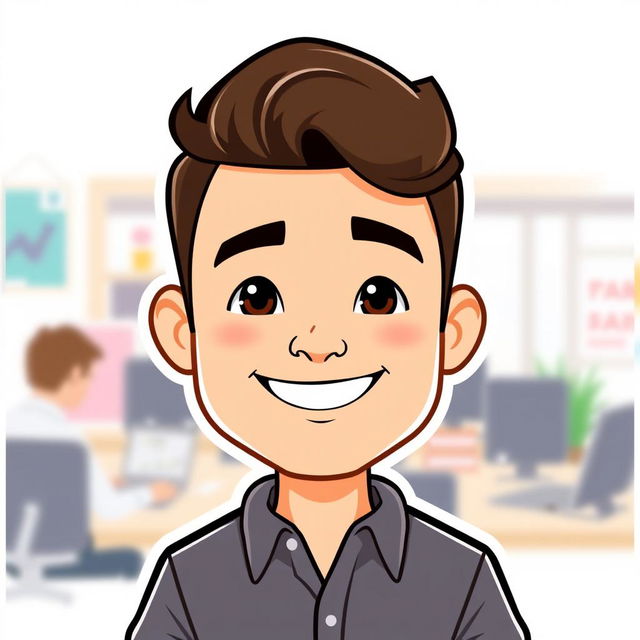 A Bitmoji-style character of a man, embodying a friendly and approachable demeanor