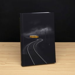 A striking black book cover featuring a railway track snaking up a hill under a dark sky, with a bright yellow train halted on the tracks