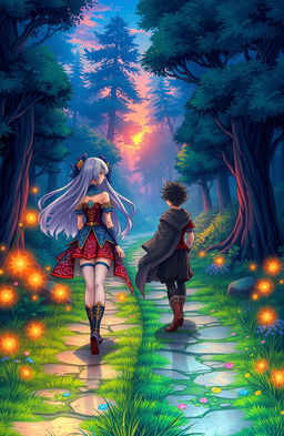 A stunning anime-style book cover depicting two characters walking on separate paths, each heading in different directions