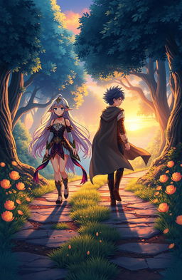 A stunning anime-style book cover depicting two characters walking on separate paths, each heading in different directions