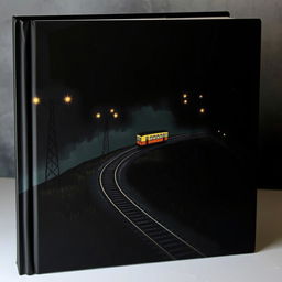 A black book cover featuring a dark, atmospheric scene with a single-track railway meandering over a hill