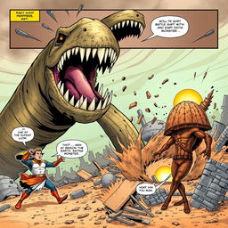 A thrilling three-page comic titled 'Man Panj Man 3: Fight with the Earth-Eating Monster'