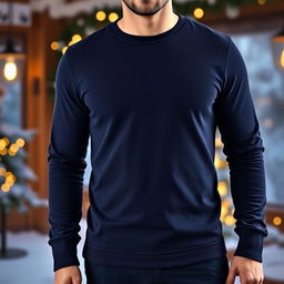 A smart-looking, classy full-sleeve winter t-shirt designed for men, featuring a modern fit and made from a warm, soft fabric