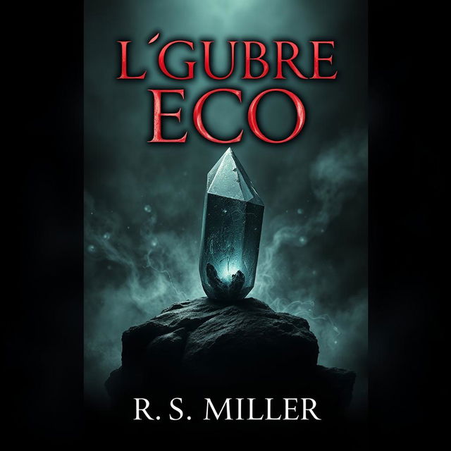 A dark and sinister book cover for 'Lúgubre Eco' by R