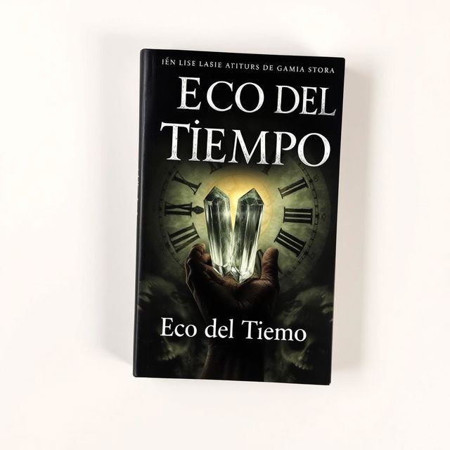 A dark and sinister book cover titled 'El Eco del Tiempo' with the author's name, R