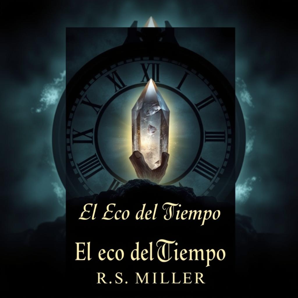 A dark and sinister book cover for 'El Eco del Tiempo' with the author's name, R