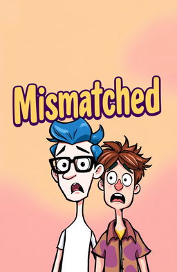 A vibrant and playful Tinder-like app cover featuring the phrase 'Mismatched' in bold, eye-catching typography