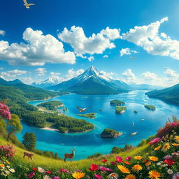 A stunning landscape of planet Earth without any human presence, showcasing diverse ecosystems