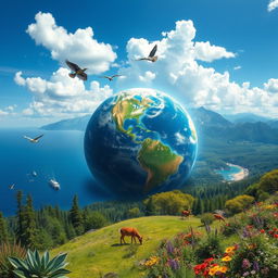 A stunning landscape of planet Earth without any human presence, showcasing diverse ecosystems
