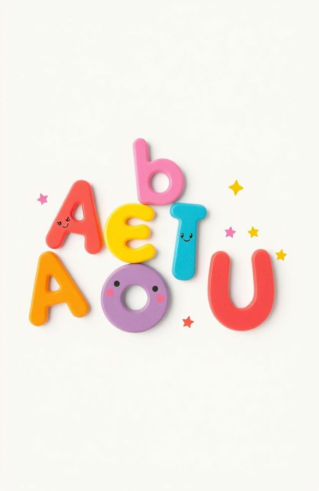 A colorful minimalist representation of vowels, designed in an infantile style