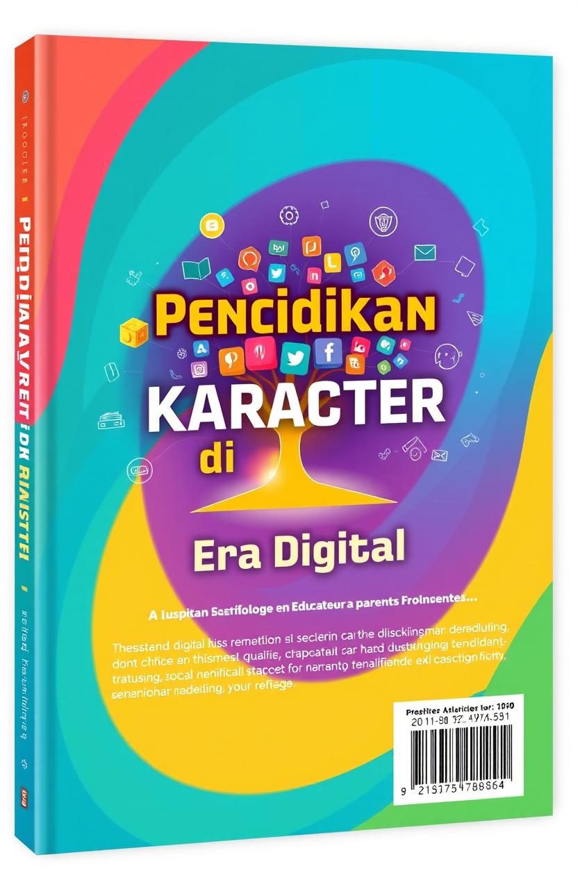 A captivating and modern book cover design for a title named 'Pendidikan Karakter di Era Digital'