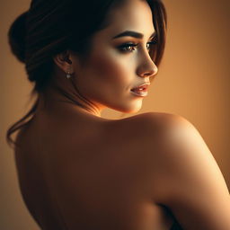 A close-up artistic view of a beautiful woman with elegant curves, showcasing confidence and allure