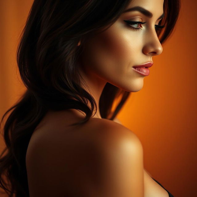 A close-up artistic view of a beautiful woman with elegant curves, showcasing confidence and allure