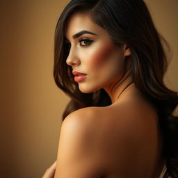 A close-up artistic view of a beautiful woman with elegant curves, showcasing confidence and allure