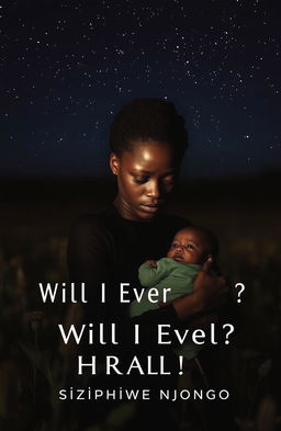 A poignant book cover for 'Will I Ever Heal?' by Siziphiwe Njongo, featuring a black woman with a look of solitude and vulnerability, holding a baby close to her chest