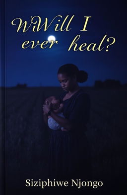 A nighttime scene depicting a black woman holding a baby in a dark field, conveying feelings of solitude and fear