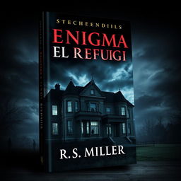 A book cover designed in the style of Stephen King featuring a large, dark, and abandoned mansion with flickering lights in the windows