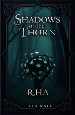 A captivating book cover design for 'Shadows of the Thorn' by RHA