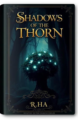 A captivating book cover design for 'Shadows of the Thorn' by RHA