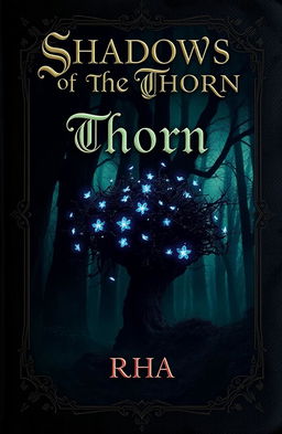 A captivating book cover design for 'Shadows of the Thorn' by RHA