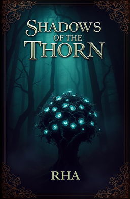 A captivating book cover design for 'Shadows of the Thorn' by RHA
