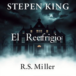 A book cover design in the style of Stephen King featuring a large, dark, ancient, and eerie mansion as the central image