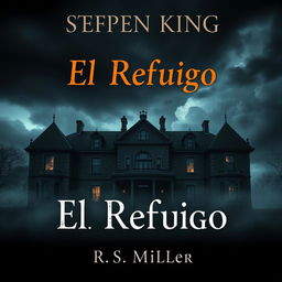 A book cover design in the style of Stephen King featuring a large, dark, ancient, and eerie mansion as the central image