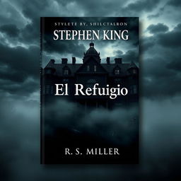 A book cover design in the style of Stephen King featuring a large, dark mansion that looks ancient and eerie