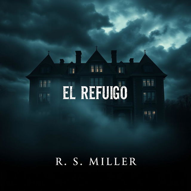 A book cover design in the style of Stephen King featuring a large, dark mansion that looks ancient and eerie